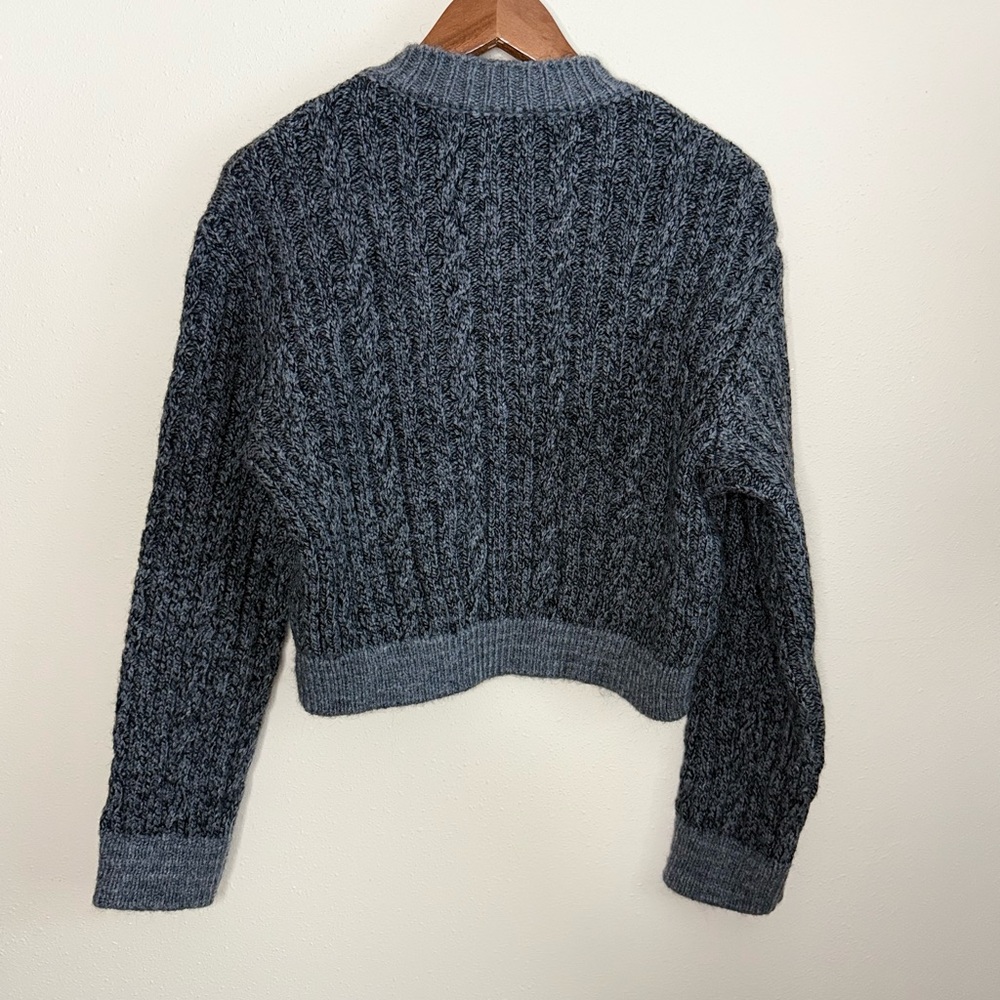Mango MNG Cropped Ribbed Knit Cardigan Gray Button Front Medium - Picture 5 of 7
